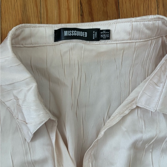 Missguided Satin crinkle front wrap shirt (pink) - Picture 3 of 3